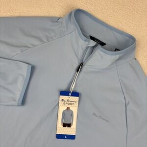 NEW BEN SHERMAN 1/4 Zip Golf Pullover Mens Large Blue Stretch Lightweight Flex